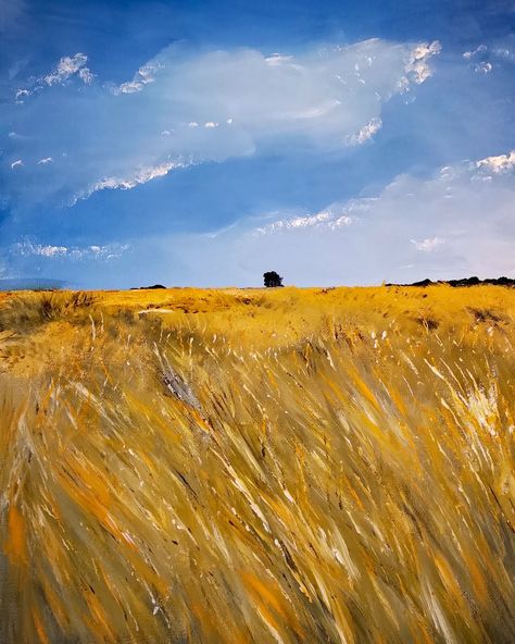 Wheat Field Painting Acrylics, Meadow Painting Acrylic, Prairie Painting, Wave Art Painting, Corn Painting, Australia Landscape, Chalk Pastel Art, Grass Painting, Farm Paintings