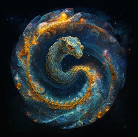 Snake Personality, Snake Zodiac, Snake Symbol, Constellation Art, Astrological Sign, Zodiac Art, Zodiac Capricorn, Astrology Zodiac, Beautiful Fantasy Art