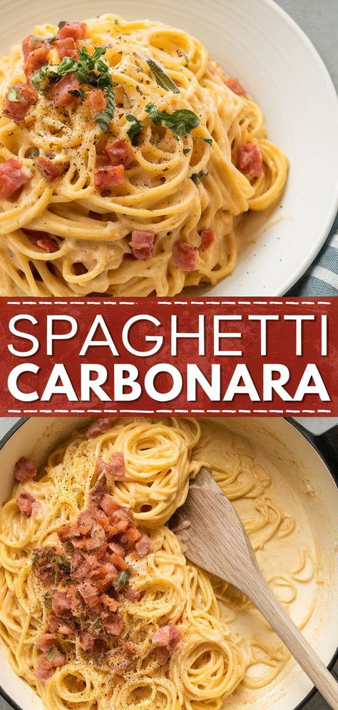 Spaghetti Carbonara Recipe Authentic Italian Carbonara Recipe, Recipes With Pancetta, Pancetta Spaghetti, Recipes For Spaghetti, Carbonara Pasta Sauce, Authentic Spaghetti, Mac And Cheese Pasta, Pancetta Recipes, Spaghetti Carbonara Recipe