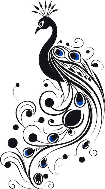 Peacock Vector Art, Peacock Stencil Design, Peacock Black And White, Peacock Outline, Peacock Vector, Japanese Ornament, Flower Stencil Patterns, Fabric Paint Shirt, Tattoo Coloring Book