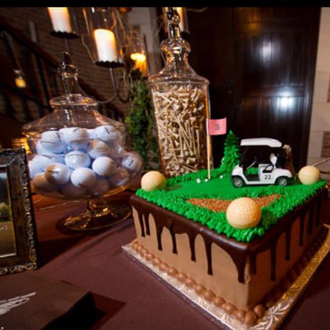 Golf Theme Cake Birthday Dinner For Him, Dinner For Him, Golf Grooms Cake, Grooms Cake Tables, Birthday Dinner Ideas, Groom's Table, Golf Wedding Theme, Speciality Cakes, Golf Birthday Cakes