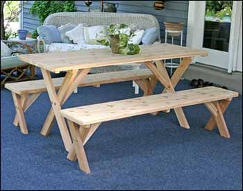 Red Cedar Cross Legged Bench Backyard Table, Cedar Stain, Table Build, Picnic Table Bench, Table And Bench Set, Red Cedar Wood, Cross Legged, 3 Piece Dining Set, Patio Bar Set