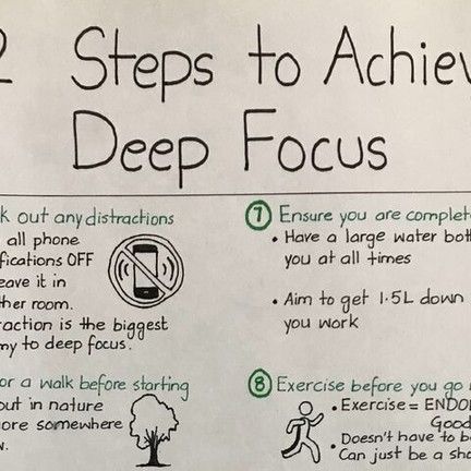 Chris Donnelly on Instagram: "📌 Want to download a high-res PDF of this sheet  Comment ‘PDF’ and i’ll send the link to your inbox.  12 Steps to Achieve Deep Focus:  (And get important work done)  It takes 11 minutes for the average person to get distracted. And then it takes them 23 minutes to refocus again.  Don’t let distraction take over. Break the cycle in these simple 12 steps:  1. Block out any distractions ↳ Turn all phone notifications off or leave it in another room. ↳ Distraction is the biggest enemy of deep focus.  2. Go for a walk before starting ↳ Go out in nature ↳ Explore somewhere new  3. Plan it out the night before ↳ Set your main 3 priorities ↳ Write them down and forget until morning  4. Block out time around your schedule (Eg 6-8am) ↳ This will be protected time ↳ Sta Distraction Sheet, Chris Donnelly, Deep Focus, Break The Cycle, Go For A Walk, Average Person, 12 Steps, High Res, Helpful Hints