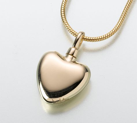 Gold Cremation Necklace, Small Heart Pendant, Jewelry For Ashes, Pet Services, Gold Slides, Cremation Necklaces, Memorial Pendant, Urn Pendant, Urn Jewelry