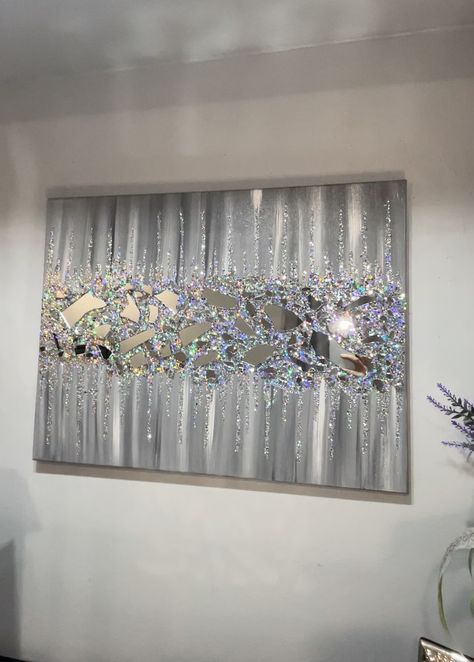 Crushed Glass and Glitter Canvas, Hand Made Wall Art, Wall Picture, Silver Abstract Art, Glitter Painting, Silver Glitter Canvas - Etsy Finland Glitter Painting Canvas, Silver Abstract Art, Glitter Painting, Glitter Wall Art, Art Assignments, Glitter Wall, Diy Canvas Wall Art, Glitter Canvas, Glitter Art