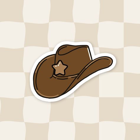 On today’s menu: the one that started it all! I have this sticker stuck on basically everything, I consider him to be my second logo, he’s just perfect! The cutest little hat ever! The « Cowboy Cafe Sheriff Hat» sticker! Yee-haw!🤠🐮🤍 Find him and his friends on my Etsy!🤍 🏷️ Cute Stickers, Illustrated Stickers, Kawaii Stickers, Hand-Drawn Stickers, Cartoon Stickers, Art Stickers, Planner Stickers, Laptop Stickers, Vinyl Stickers, Aesthetic Stickers, Sticker Pack, Cute Decals, Kindle Sticker... Cowboy Stickers Aesthetic, Cowboy Cafe, Cowboy Stickers, Cowboy Hat Sticker, Sheriff Hat, Illustrated Stickers, Cute Decals, Drawn Stickers, Kindle Stickers