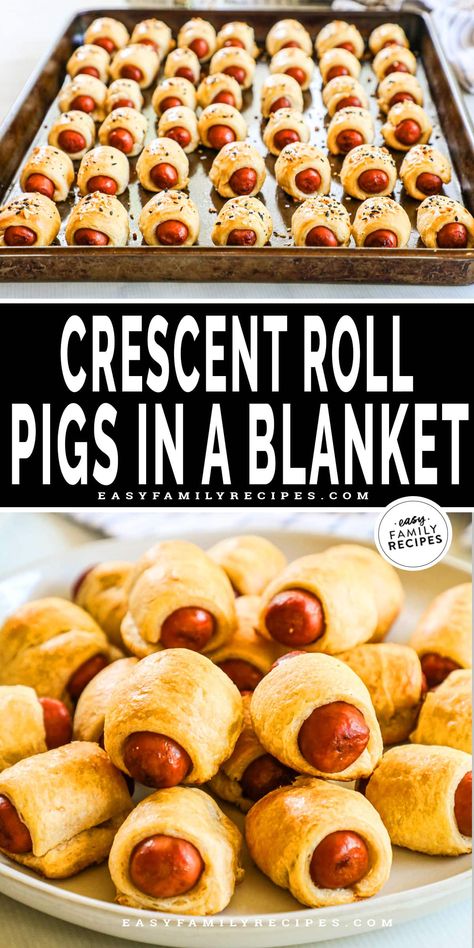 Mini Pigs in a Blanket Mini Pigs In A Blanket Recipe, Handheld Snacks, Mini Pigs In A Blanket, Crescent Roll Pastry, Mini Sausages, Pigs In A Blanket Recipe, Best Party Appetizers, Appetizers For Kids, Everything Bagel Seasoning