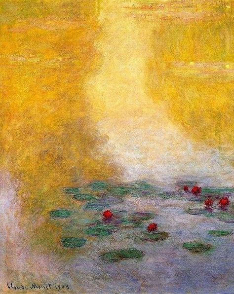 Nymphèas ~ Claude-Monet ~ 1908 Artist Monet, Claude Monet Art, Monet Water Lilies, Monet Art, Monet Paintings, Post Impressionism, Paintings I Love, Impressionist Paintings, Impressionist Art