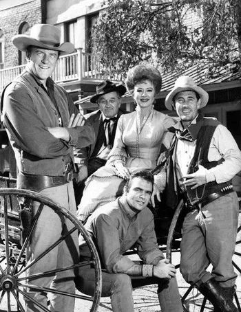 Gunsmoke (Series) - TV Tropes Ken Curtis, James Arness, Frozen Movie, Michael Landon, The Lone Ranger, Burt Reynolds, Tv Westerns, Miss Kitty, Old Shows