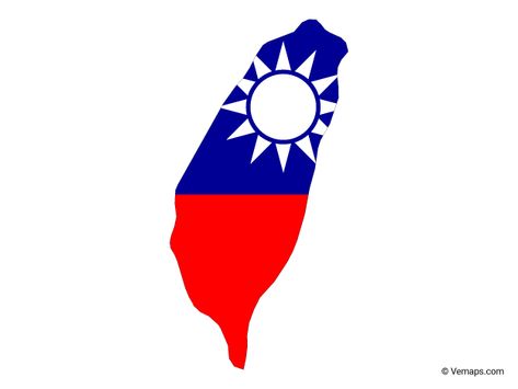 Flag Map of Taiwan | Free Vector Maps Map Of Taiwan, Taiwan Logo, Taiwan Map, Taiwan Flag, Outline Format, Goodbye Party, United Nation, County Map, Map Vector