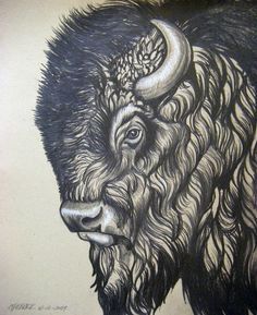 Bison Tattoo, Buffalo Tattoo, Buffalo Painting, Buffalo Animal, Bison Art, Buffalo Art, Custom Tattoos, American Bison, Desenho Tattoo