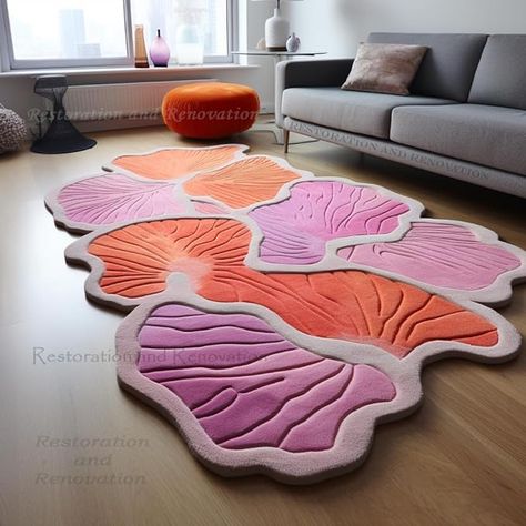 Amazon.com: Restoration and Renovation Modern Irregular Shape Wool Area Rug in Pink | Hand-Tufted, Unique Mushroom Pattern, Thick & Soft | Ideal for Living Room, Bedroom & Dining Room Décor (5' x 8', Pattern F) : Home & Kitchen Tapetes Aesthetic, Tafting Rugs, Punch Coaster, Tufting Art, Mushroom Rug, Center Rugs, Tufting Rugs, Moss Rug, Mushroom Pattern