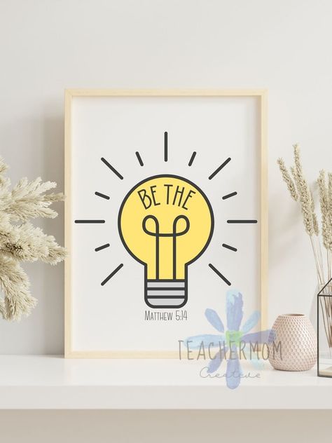 Be the Light Lightbulb Digital Files matthew 5:14 Bible Verse | Etsy Scripture Svg, Matthew 5, Be The Light, Decorating Themes, Shine Your Light, Light Of The World, Cricut Creations, Chalk Art, Silhouette Machine