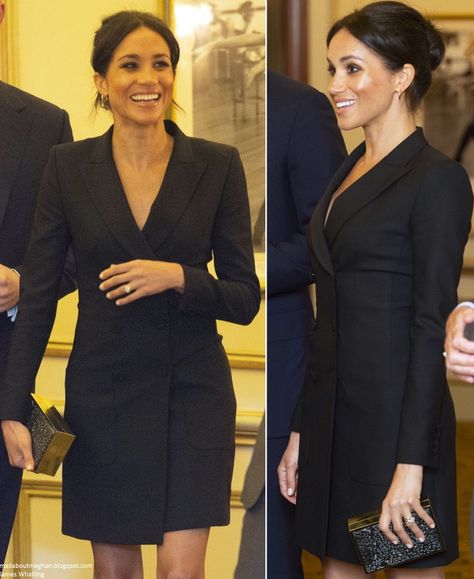 Mad About Meghan: Duchess Meghan in Tuxedo Dress for Hamilton & The Sussex Wedding Exhibition! Wedding Exhibition, Sussex Wedding, Digital Dress, Duchess Meghan, Princess Meghan, Tuxedo Women, Meghan Markle Style, American Princess, Tuxedo Dress