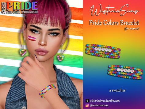 Rainbow Accessories, Pride Colors, Rainbow Outfit, Children's Rights, Sims Community, Rainbow Earrings, Colorful Earrings, Cat Necklace, Sims Mods