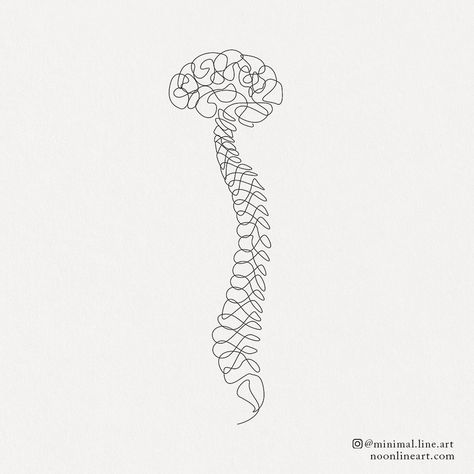 Brain and Spine | Tattoo Permission Form - Noon Line Art Beautiful Anatomy Art, Brain And Spine Tattoo, Brain And Spine Logo, Chiropractor Tattoo, Physiotherapy Tattoo, Neuron Tattoo, Practice Aesthetic, Line Art Tattoo Design, Spine Drawing