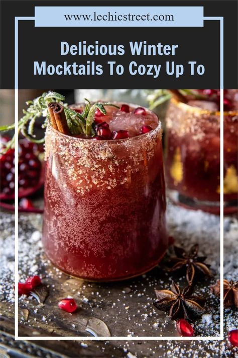 winter mocktails, easy winter mocktails, easy mocktail recipes, mocktail recipes Seedlip Mocktail Recipes, Festive Mocktail Recipes, Fancy Mocktails Non Alcoholic, Winter Mocktails Non Alcoholic, Fancy Non Alcoholic Drinks, Winter Mocktail, Christmas Mocktail Recipes, Mocktails Non Alcoholic, Winter Mocktails