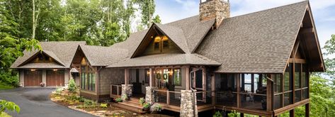 lehman-header Mountain House Plans Walkout Basement, Lakehouse Design, Rustic Mountain Homes, Mountain Dream Homes, Stone Construction, Mountain Home Exterior, Cabin Designs, Ohio House, Dream Cabin