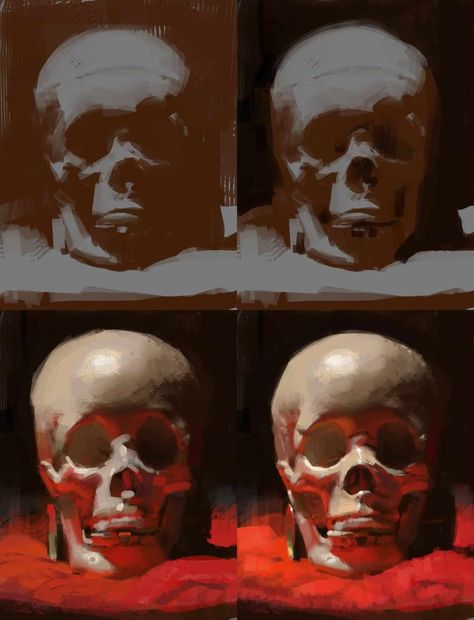 Digital Painting Process Pictures (Step-By-Step) - 2nd Edition - Paintable Skeleton Digital Art, Skull Reference, Digital Painting Techniques, Oil Painting Tutorial, Digital Painting Tutorials, Process Art, Anatomy Art, Painting Process, Digital Art Tutorial