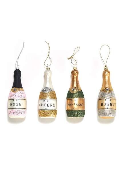 Twos Company Two's Company Bubble Personality Christmas Ornament - Set of 4 #Bubble#Company#Twos Champagne Ornaments, Cheers Champagne, Bubble Beads, Glitter Bottle, Entertaining Gifts, Fun Ornaments, Christmas Ornament Sets, Champagne Bottle, Metallic Colors