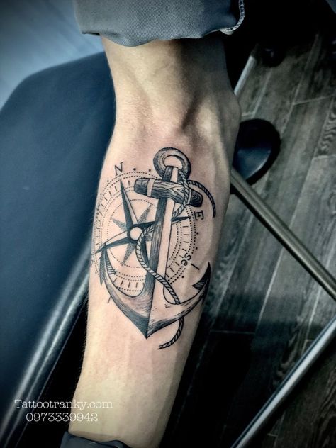 Anchor Tattoo For Men, Compas Tattoo, Anchor Compass Tattoo, Nautical Compass Tattoo, Nautical Tattoo Sleeve, Coordinates Tattoo, Anchor Tattoo Design, Knuckle Tattoos, Compass Tattoo Design