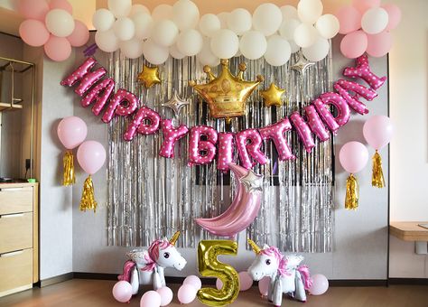 Birthday Party 7th Girl, 7 Year Birthday Party Ideas, 7 Year Birthday Party Ideas Girl, Unicorn Birthday Decorations, 7th Birthday Party Ideas, Princess Theme Birthday, Princess Theme Birthday Party, Girls Birthday Party Decorations, Simple Birthday Decorations