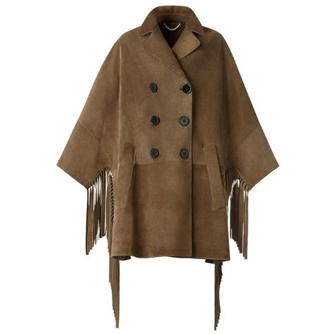 Burberry Fringed Suede Poncho Coat ($8,250) ❤ liked on Polyvore featuring outerwear, coats, fringe coat, brown suede coat, suede leather coat, burberry coat and burberry Coats Burberry, Luxury Brown Poncho, Luxury Fringe Winter Poncho, Brown Fringe One Size Poncho, Oversized Brown Poncho Cape, Brown Alpaca Winter Cape, Fringe Coat, Fringe Coats, Poncho Coat