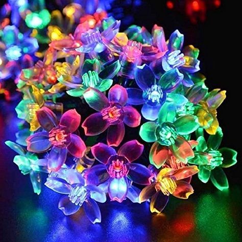 Flower String Lights, Sakura Lights, Indoor/Outdoor Decorative String Lights, Fairy Twinkle Wire Lights with 8 Flash Changing Modes for Christmas/Patio/Garden/Party (33ft 100LED Multi-Color) String Flowers, Fairy Lights Garden, Christmas Lights Outdoor, Led Flower, Indoor Lights, Best Christmas Lights, Concrete Fence, Solar Fairy Lights, Pallet Fence