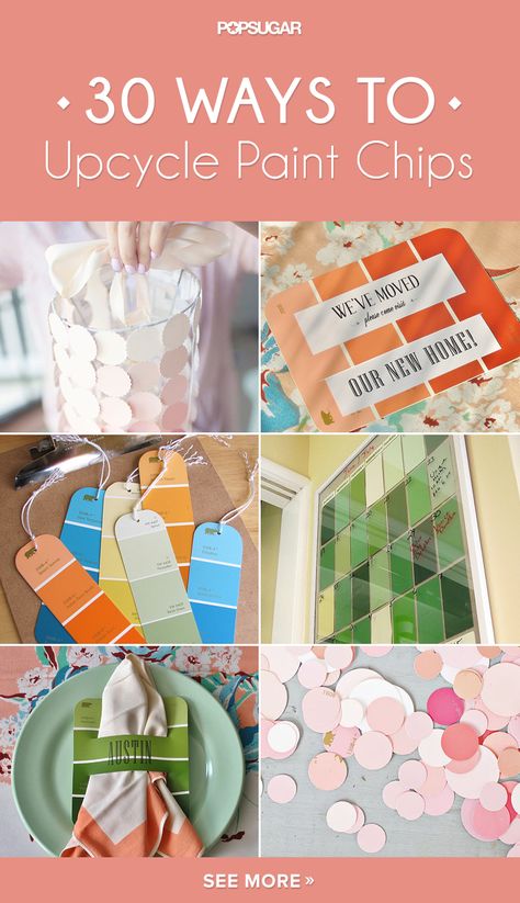 Given that they come in such pretty colors, it almost seems like a shame to throw them away. Well, keep reading to check out some of the amazing DIY projects crafters have created out of paint chips, and you may think twice about trashing yours. Paint Sample Crafts, Paint Chips Diy, Paint Samples Crafts, Paint Chip Cards, Paint Sample Cards, Chip Ideas, Paint Chip Crafts, Paint Chip Art, Chip Art