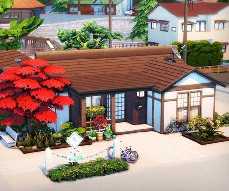 Sims 4 Mount Komorebi House, Mt Komorebi, Japanese Inspired Home, Sims Inspiration, Sims House Design, Starter Home, House Architecture, Sims 4 Build, Cc Sims