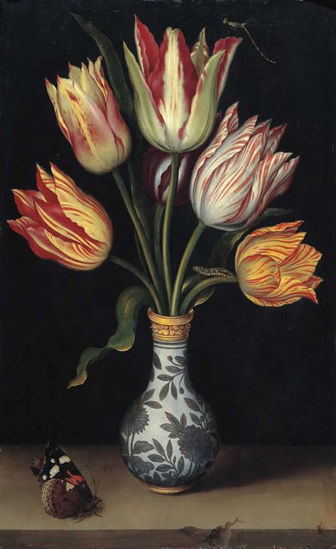 Ambrosio Bosschaert Tulips in a Wan-Li Vase c. 1619 Semper Augustus, Ambrosius Bosschaert, History Assignment, Tulip Fever, Dutch Paintings, Dutch Tulips, Dutch Flowers, Dutch Still Life, Painting Of Flowers