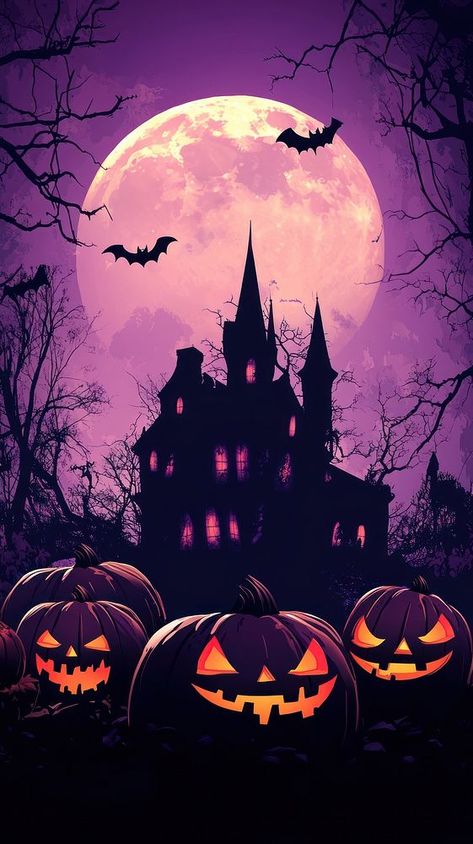 Halloween background moon pumpkins haunted. | free image by rawpixel.com / Nunny Halloween Backgrounds Iphone, Iphone Wallpaper Halloween, Background Moon, Night Rides Snapchat, Hood Design, Full Moon Night, Halloween Background, Backgrounds Iphone, Wallpaper Halloween