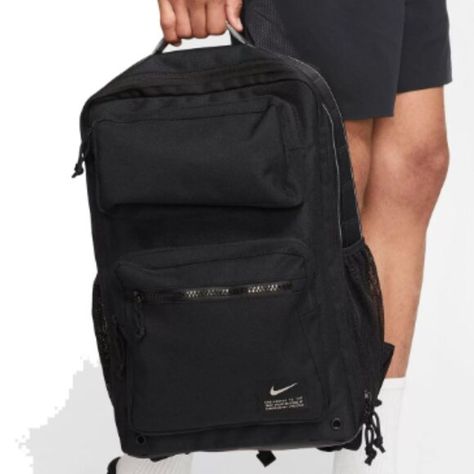 Nike Utility Speed Training Backpack BLACK/ENIGMA STONE Color- NWT Utility Backpack, Backpack Outfit, Speed Training, Must Have Items, Black Backpack, Small Items, Stone Color, Easy Access, Shoulder Straps