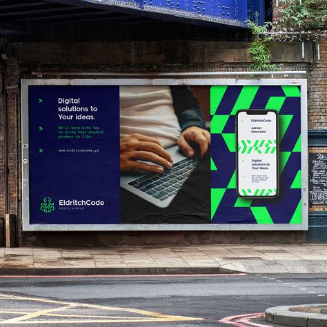 Brand Identity for Programmer Company EldritchCode by Unifikat - World Brand Design Society Street Advertising, Cosmic Entity, Bank Branding, Create Brand, Brand Architecture, 광고 디자인, Billboard Design, Tech Branding, Event Branding