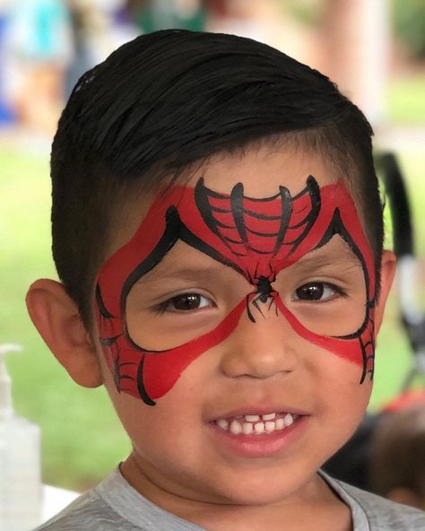 Four Fab Spiderman Face Painting Ideas For Kids | Sarah Lucia Easy Spiderman Face Paint, Spiderman Face Paint, Spider Man Face Paint, Spider Face Painting, Superhero Face Painting, Easy Face Painting Designs, Web Face, Spiderman Painting, Spider Face