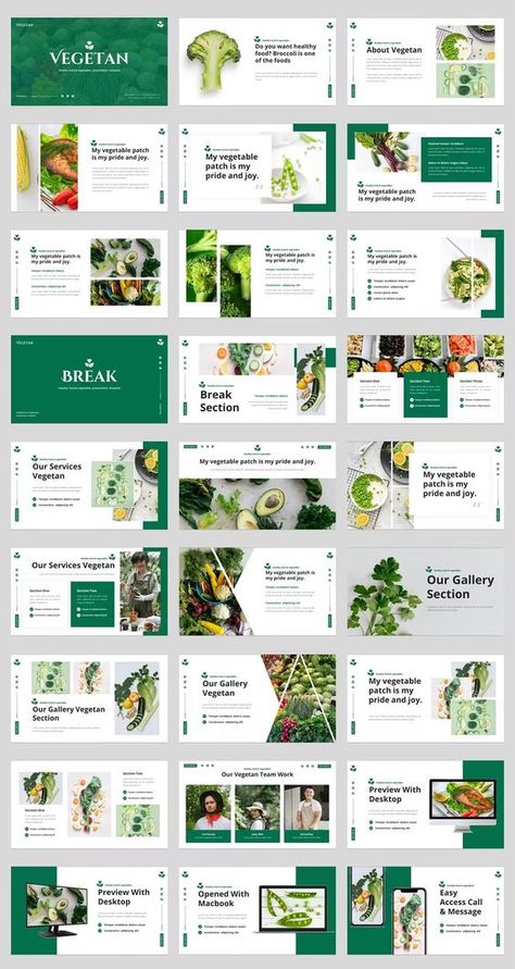 Healthy Food & Vegetables PowerPoint Template Pdf Document Design, Healthy Poster, Fresh Bar, Best Presentation Templates, Catalogue Design, Presentation Design Layout, Business Model Canvas, Portfolio Template Design, Types Of Vegetables