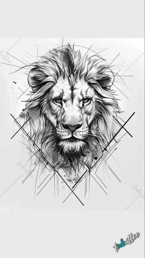 Lion Design Tattoo, Lion Roar Tattoo, Lion Tattoo Geometric, Lion Tattoo Drawing, Leones Tattoo, Leo Tattoo Ideas, Simple Lion Tattoo, Leo Lion Tattoos, Leon Tattoo