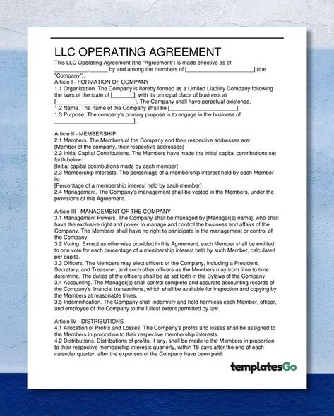 Standard LLC Operating Agreement Template to customize Business Plan Infographic, Real Estate Contract, Business Documents, Purchase Agreement, Limited Liability Company, Contract Agreement, Real Estate Company, Media Company, Contract Template