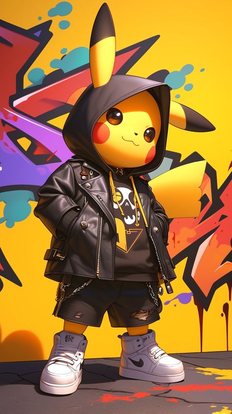 Graffiti urban Pikachu made by Silverbloom Disney Moana Art, Pokemon Anime Characters, Pikachu Wallpaper Iphone, Kawaii Pokemon, Pikachu Drawing, Pikachu Art, Pokemon Poster, Poke Ball, Android Wallpaper Art