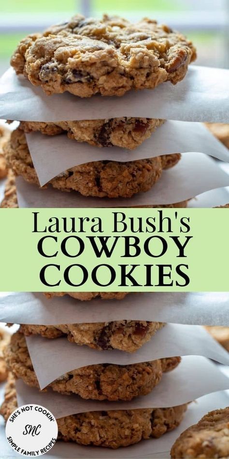 George Bush Cowboy Cookies, Cookies That Travel Well Road Trips, Ranch Cookies Recipe, Barbara Bush Cowboy Cookies, Costco Cookies Copycat, Big Batch Cookie Recipes, Large Cookies Recipe, Laura Bush Cowboy Cookies, Best Cookies In The World