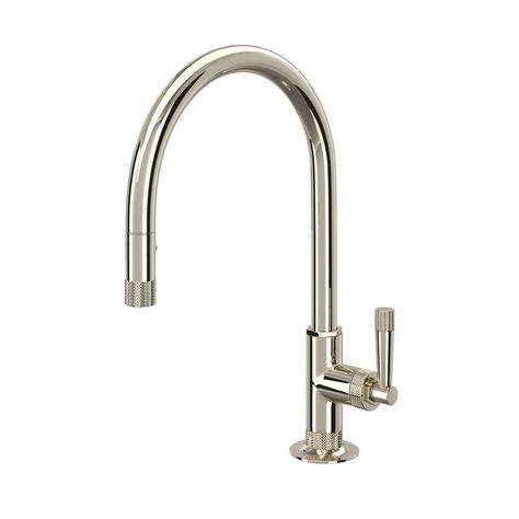 Polished Nickel Kitchen Faucet, Polished Nickel Kitchen, Kitchen Faucet Styles, Nickel Kitchen Faucet, Nautical Elements, Kitchen Faucets Pull Down, Kitchen Faucet With Sprayer, Pull Out Faucet, Single Handle Kitchen Faucet