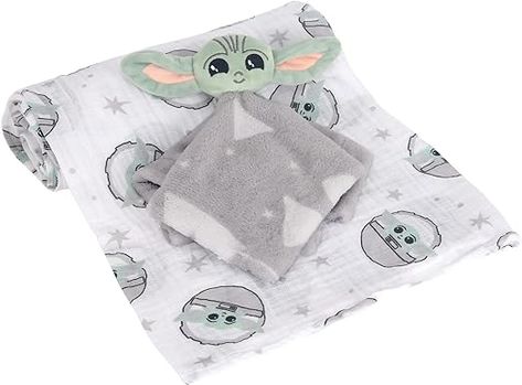 Amazon.com: Lambs & Ivy Star Wars Baby Yoda/The Child Swaddle Blanket & Lovey Gift Set : Baby Baby Gift Wrapping, Star Wars Nursery, Lambs & Ivy, Welcome Home Baby, Baby Dino, Dinosaur Plush, Muslin Swaddle Blanket, Best Baby Shower Gifts, Muslin Swaddle