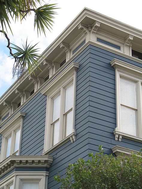 Buckland blue by BM. Love love love Benjamin Moore Ocean Air, Blue Benjamin Moore, Coastal Ideas, Benjamin Moore Exterior, Home Styles Exterior, Moore House, Homes Exterior, Craftsman Exterior, Exterior Paint Color