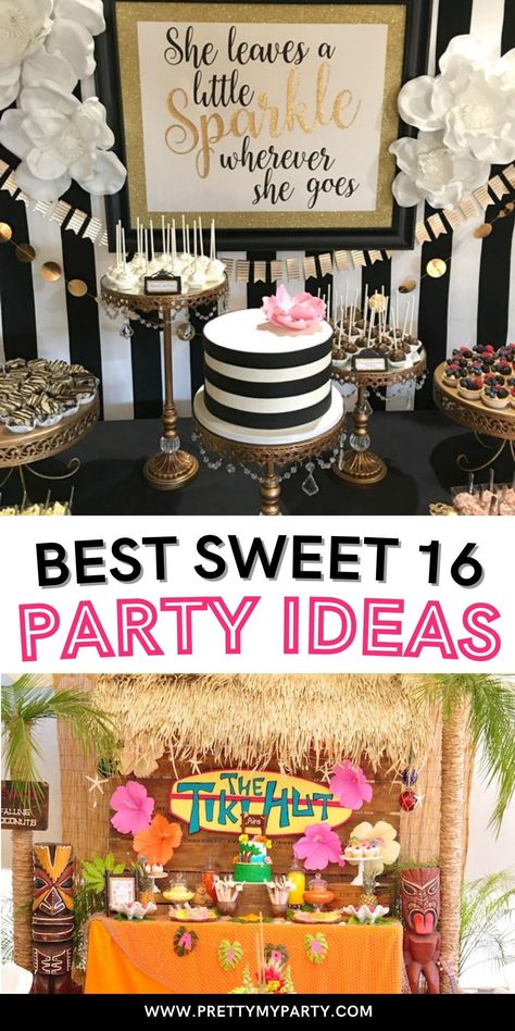 Best Sweet 16 Party Ideas and Themes Sweet 16 Party Dinner Ideas, Diy Sweet 16 Backdrop Ideas, Decorations For Sweet 16 Party, Non Girly Sweet 16 Party, Modern Sweet 16 Party Ideas, Sweet 16 Glam Party Ideas, Sweet 16 Outdoor Decorations, Low Key Sweet 16 Party Ideas, 16tg Birthday Party Ideas Sweet 16