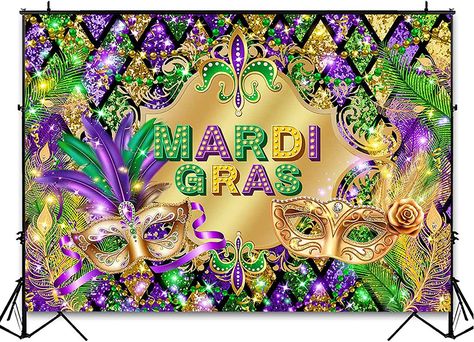 Mardi Gras Backdrop, New Orleans Beads, Party Fotos, Party Photo Backdrop, Beaded Banners, Outdoor Party Decorations, Mardi Gras Party, Party Backdrop, Masks Masquerade