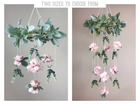 Floral and Greenery Crib Mobile Girls Flower Nursery Decor | Etsy Flower Crib Mobile, Floral Mobile Nursery, Botanical Nursery Girl, Botanical Baby Shower Decor, Sage And Blush Nursery, Flower Nursery Baby Girl, Diy Crib Mobile, Flower Mobile Nursery, Flower Baby Mobile