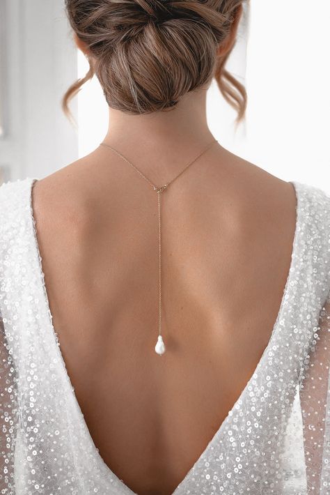 Three Necklaces, Custom Wedding Band, Bridal Jewelry Collection, Back Necklace, Backless Wedding, Wedding Dress Accessories, Band Jewelry, Backless Wedding Dress, Drop Necklace