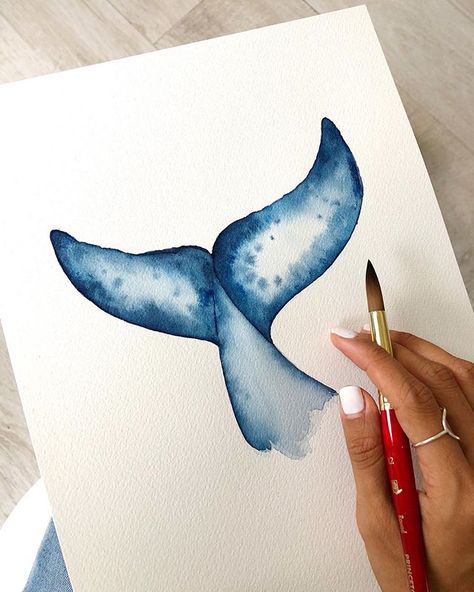 Watercolor painting - Whale tail - Roselyn Carr (@roselyn.carr) • Instagram photos and videos Sunflower Watercolor Painting, Watercolor Pencil Art, Whale Painting, Whale Tattoos, Sea Life Art, Watercolor Whale, Texture Painting On Canvas, Watercolor Pencil, Watercolor Pictures