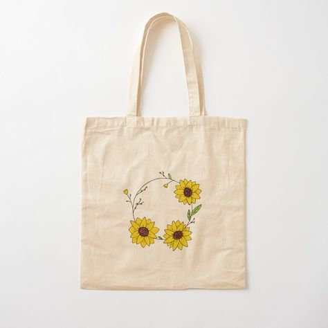 Get my art printed on awesome products. Support me at Redbubble #RBandME: https://www.redbubble.com/i/tote-bag/Sunflower-Wreath-by-PaigeCreate/162323743.P1QBH?asc=u Cute Sunflower, Sunflower Wreath, Sunflower Wreaths, Sunflower Design, Print Tote, Printed Tote Bags, Just In Time, Tote Bag Design, Little Sisters