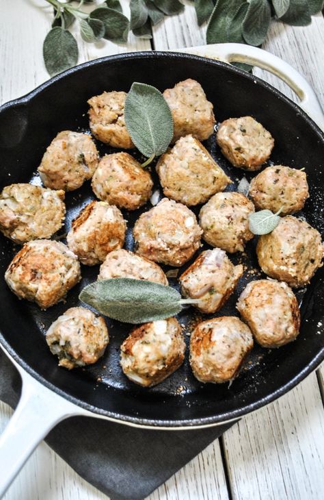 Turkey and Sage Meatballs - Style + Eat Sage Meatballs, Ground Turkey Meatballs, Blogger Ideas, Cooking Lifestyle, Sage Recipes, Grilled Chicken Marinade, Chicken Marinade, Meatballs Recipe, Turkey Meatballs